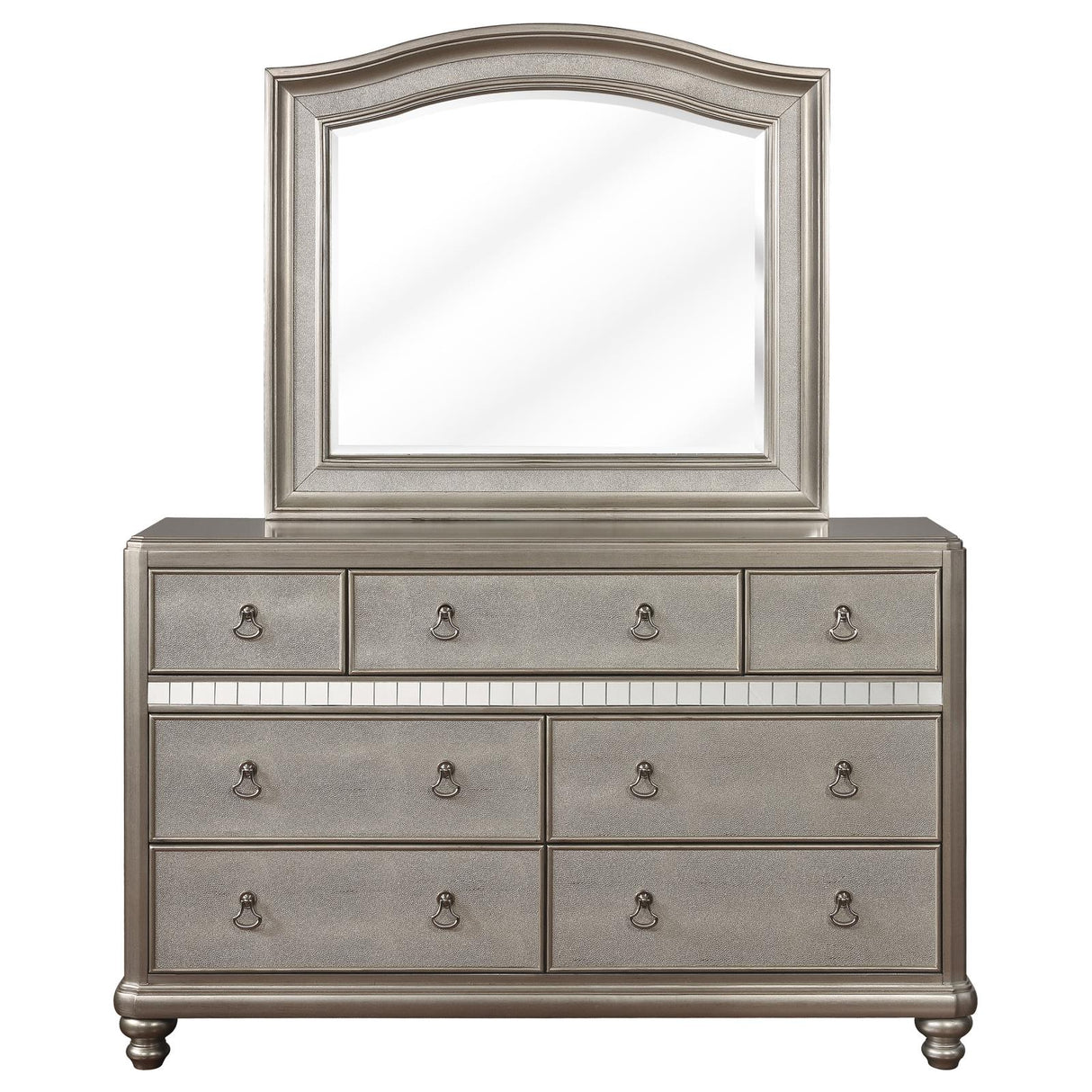 Bling Game 7-drawer Dresser with Mirror Metallic Platinum - 204183M - Luna Furniture