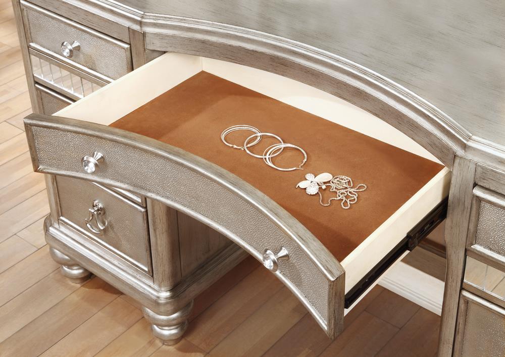 Bling Game 9-drawer Vanity Desk Metallic Platinum - 204187 - Luna Furniture