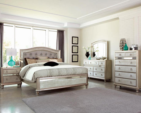 Bling Game Queen Panel Bed Metallic Platinum - 204181Q - Luna Furniture
