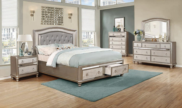Bling Game Storage Bedroom Set Metallic Platinum - 204180KE-S5 - Luna Furniture