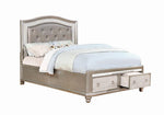 Bling Game Upholstered Storage Eastern King Bed Metallic Platinum - 204180KE - Luna Furniture