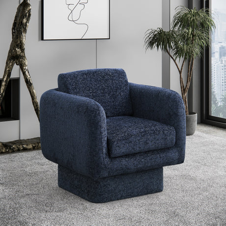 Blue Alessandra Chenille Fabric Dining Chair / Accent Chair - 472Navy - Luna Furniture