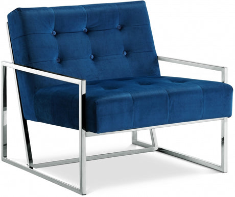 Blue Alexis Velvet Accent Chair - 522Navy - Luna Furniture