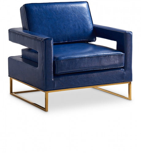Blue Amelia Faux Leather Accent Chair - 512Navy - Luna Furniture