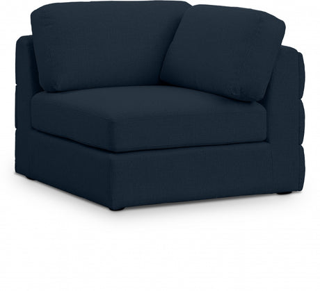 Blue Beckham Linen Textured Modular Corner Chair - 681Navy-Corner - Luna Furniture