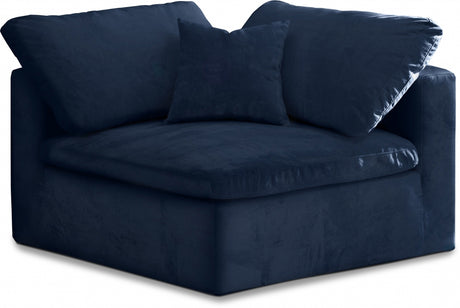 Blue Cozy Velvet Modular Fiber Filled Cloud-Like Comfort Overstuffed Corner Chair - 634Navy-Corner - Luna Furniture