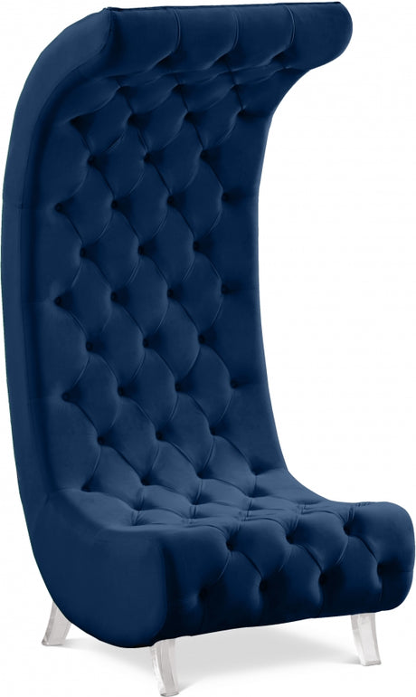 Blue Crescent Velvet Chair - 568Navy-C - Luna Furniture