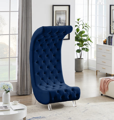 Blue Crescent Velvet Chair - 568Navy-C - Luna Furniture