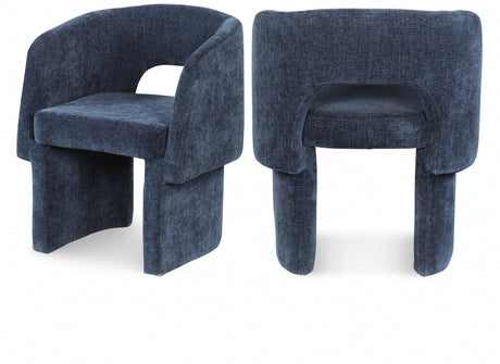 Blue Emmet Chenille Fabric Dining Chair / Accent Chair - 439Navy-C - Luna Furniture