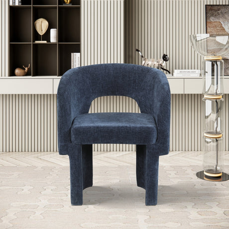Blue Emmet Chenille Fabric Dining Chair / Accent Chair - 439Navy-C - Luna Furniture