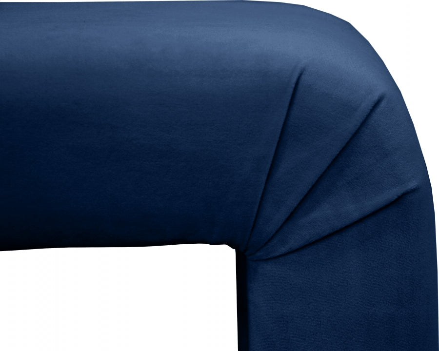 Blue Minimalist Velvet Bench - 174Navy - Luna Furniture