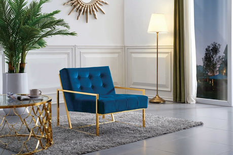Blue Pierre Velvet Accent Chair - 523Navy - Luna Furniture