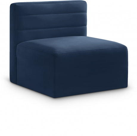 Blue Quincy Velvet Modular Cloud-Like Comfort Armless Chair - 677Navy-Armless - Luna Furniture