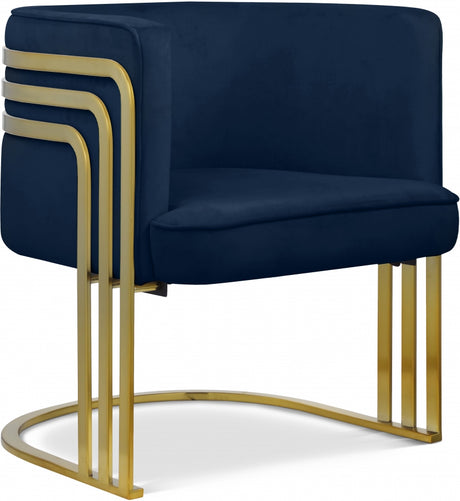Blue Rays Velvet Accent Chair - 533Navy - Luna Furniture