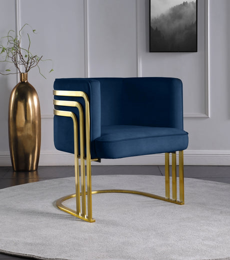 Blue Rays Velvet Accent Chair - 533Navy - Luna Furniture