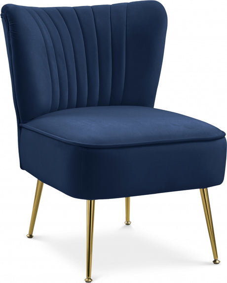 Blue Tess Velvet Accent Chair - 504Navy - Luna Furniture