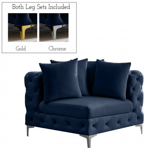 Blue Tremblay Velvet Modular Corner Chair - 686Navy-Corner - Luna Furniture
