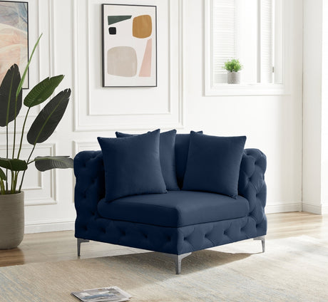 Blue Tremblay Velvet Modular Corner Chair - 686Navy-Corner - Luna Furniture
