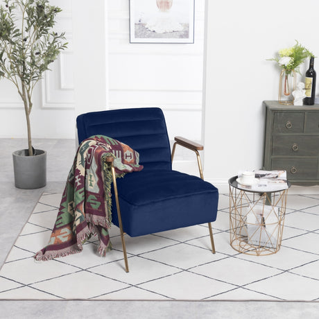 Blue Woodford Velvet Accent Chair - 521Navy - Luna Furniture