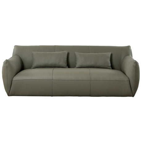 Blur Mid-Century Modern Olive Genuine Leather Round Arm Sofa - AFC02047 - Luna Furniture