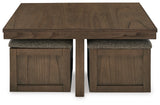 Boardernest Brown Coffee Table with 4 Stools from Ashley - Luna Furniture