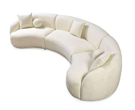 Bonita Ivory Boucle 3-Piece Curved Sectional from Nova Furniture - Luna Furniture