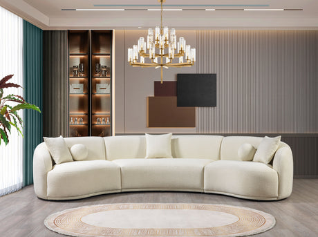 Bonita Ivory Boucle 3-Piece Curved Sectional - BONITAIVORY-SEC3 - Luna Furniture