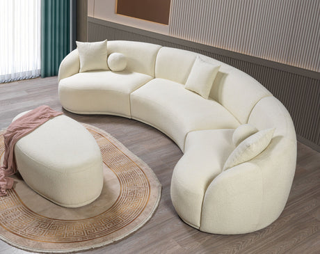 Bonita Ivory Boucle 3-Piece Curved Sectional from Nova Furniture - Luna Furniture