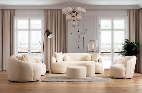Bonita Ivory Boucle Living Room Set - BONITAIVORY-SL - Luna Furniture
