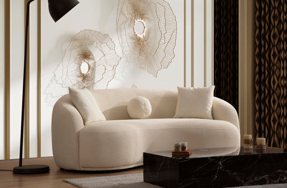 Bonita Ivory Boucle Living Room Set - BONITAIVORY-SL - Luna Furniture