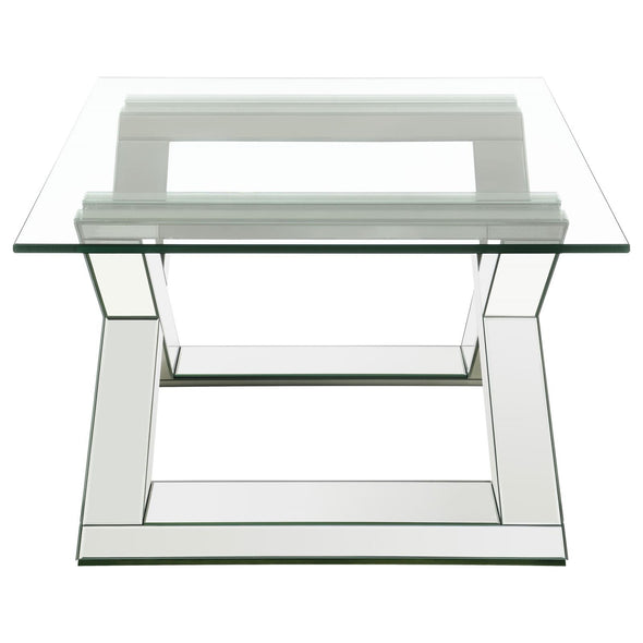 Bonnie X-base Rectangle Glass Top Coffee Table Mirror - 707788 - Luna Furniture