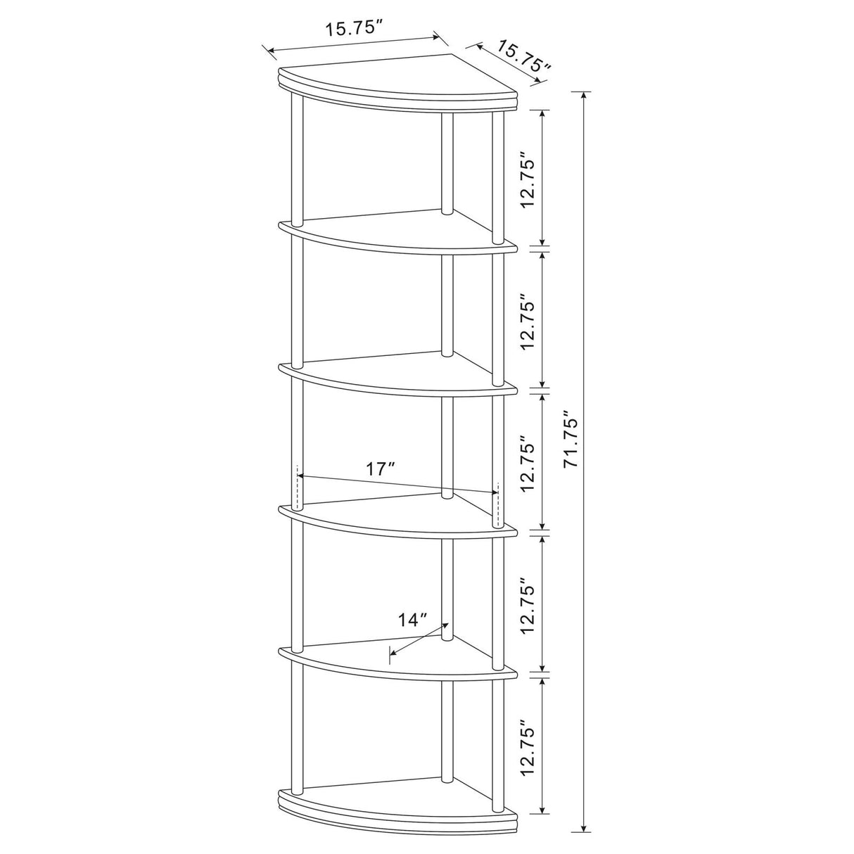 Bonwick 5-shelf Corner Bookshelf Cappuccino - 800279 - Luna Furniture