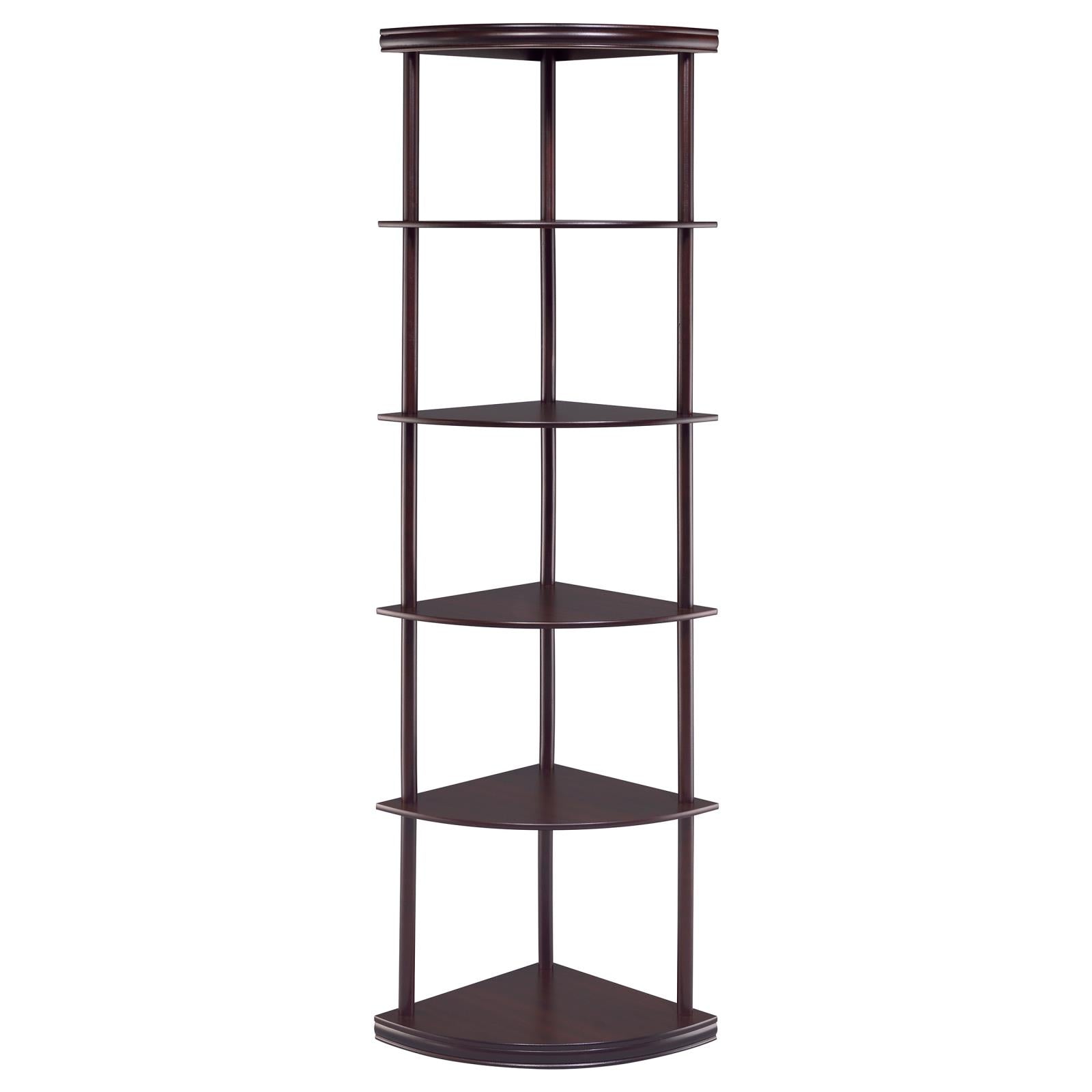Bonwick Cappuccino 5-Shelf Corner Bookshelf from Coaster - Luna Furniture