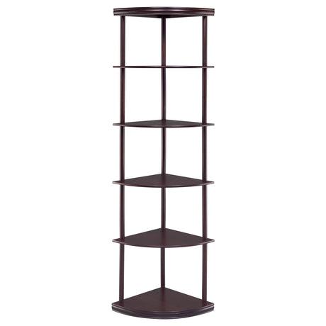 Bonwick Cappuccino 5-Shelf Corner Bookshelf from Coaster - Luna Furniture