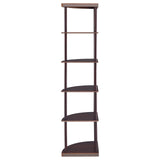 Bonwick Cappuccino 5-Shelf Corner Bookshelf from Coaster - Luna Furniture