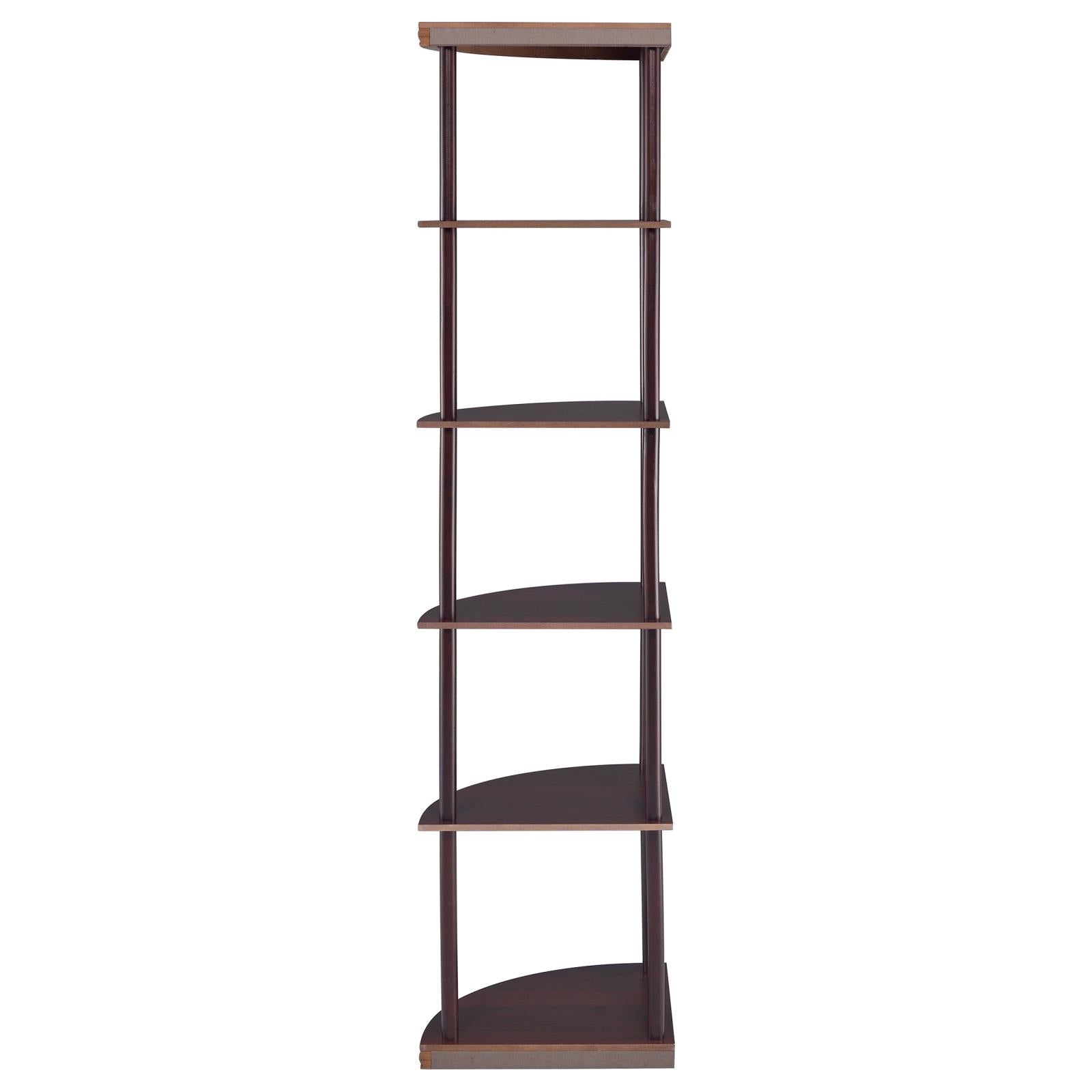 Bonwick Cappuccino 5-Shelf Corner Bookshelf from Coaster - Luna Furniture