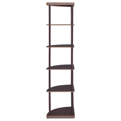 Bonwick Cappuccino 5-Shelf Corner Bookshelf from Coaster - Luna Furniture