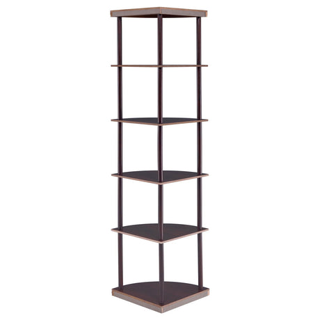 Bonwick Cappuccino 5-Shelf Corner Bookshelf from Coaster - Luna Furniture
