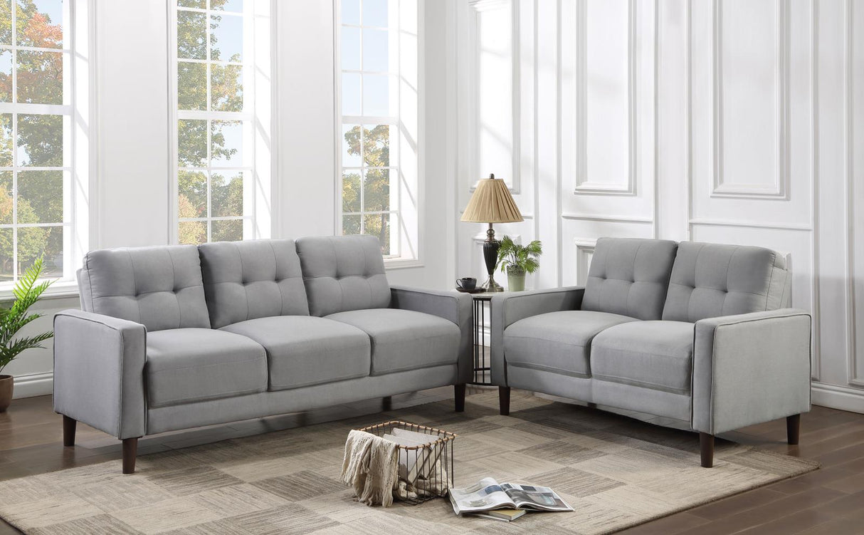 Bowen Gray Upholstered Track Arms Tufted Living Room Set from Coaster - Luna Furniture