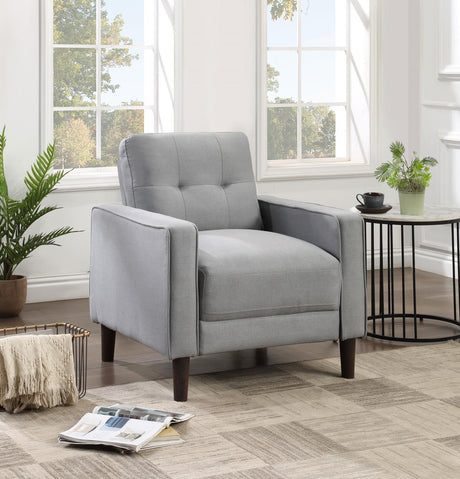 Bowen Gray Upholstered Track Arms Tufted Chair from Coaster - Luna Furniture
