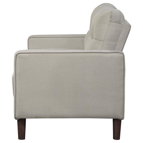 Bowen Beige Upholstered Track Arms Tufted Loveseat from Coaster - Luna Furniture