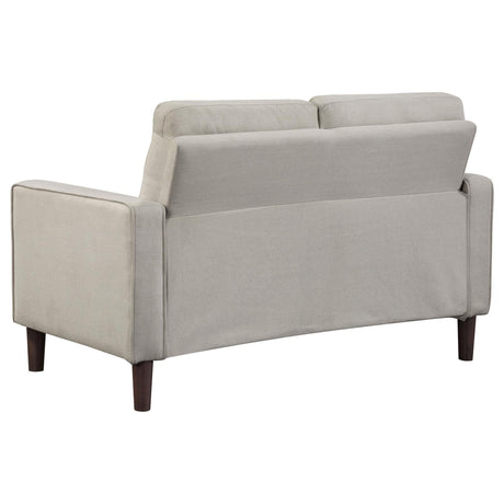 Bowen Beige Upholstered Track Arms Tufted Loveseat from Coaster - Luna Furniture
