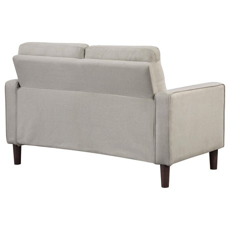 Bowen Beige Upholstered Track Arms Tufted Loveseat from Coaster - Luna Furniture