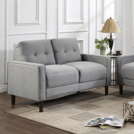 Bowen Gray Upholstered Track Arms Tufted Loveseat from Coaster - Luna Furniture