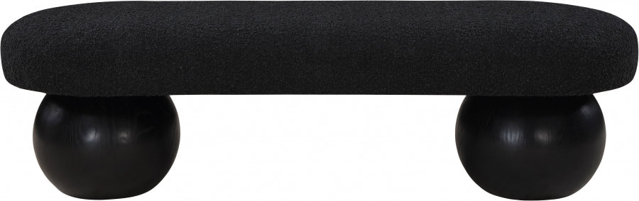 Bowie Boucle Fabric Bench Black - 22043Black - Luna Furniture