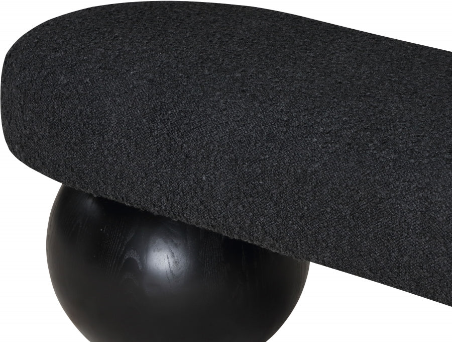 Bowie Boucle Fabric Bench Black - 22043Black - Luna Furniture