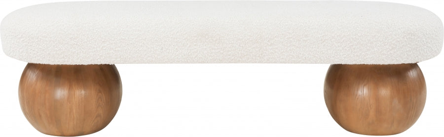 Bowie Boucle Fabric Bench Cream - 22044Cream - Luna Furniture
