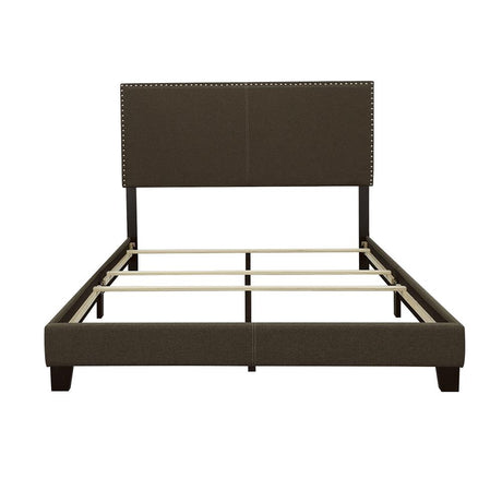 Boyd Charcoal Upholstered Queen Bed with Nailhead Trim from Coaster - Luna Furniture
