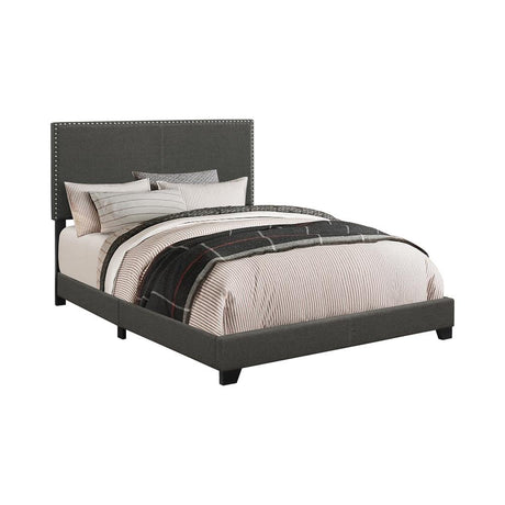 Boyd Charcoal Upholstered Twin Bed with Nailhead Trim from Coaster - Luna Furniture