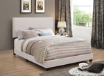 Boyd Twin Upholstered Bed with Nailhead Trim Ivory - 350051T - Luna Furniture